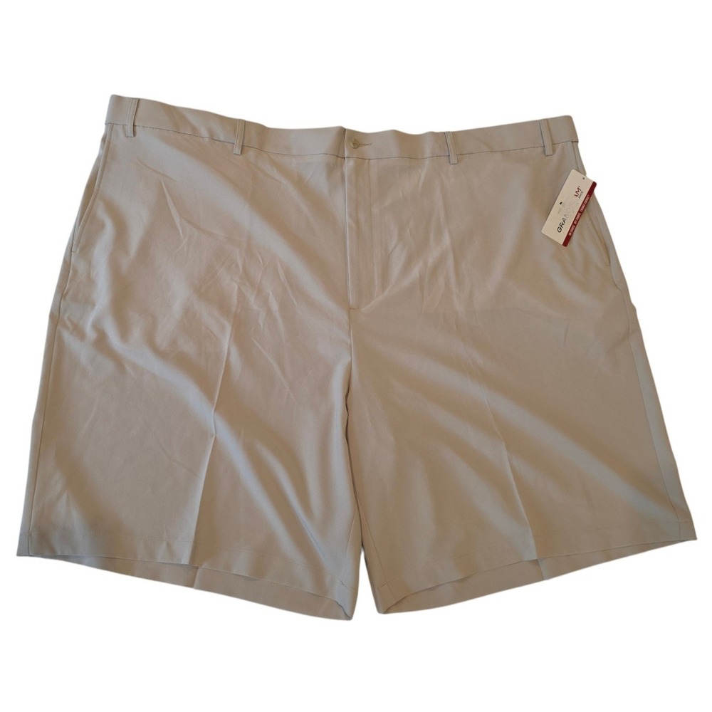 Grand Slam Mens Golf Shorts Beige Expandable Waist Performance Sun Protect 56